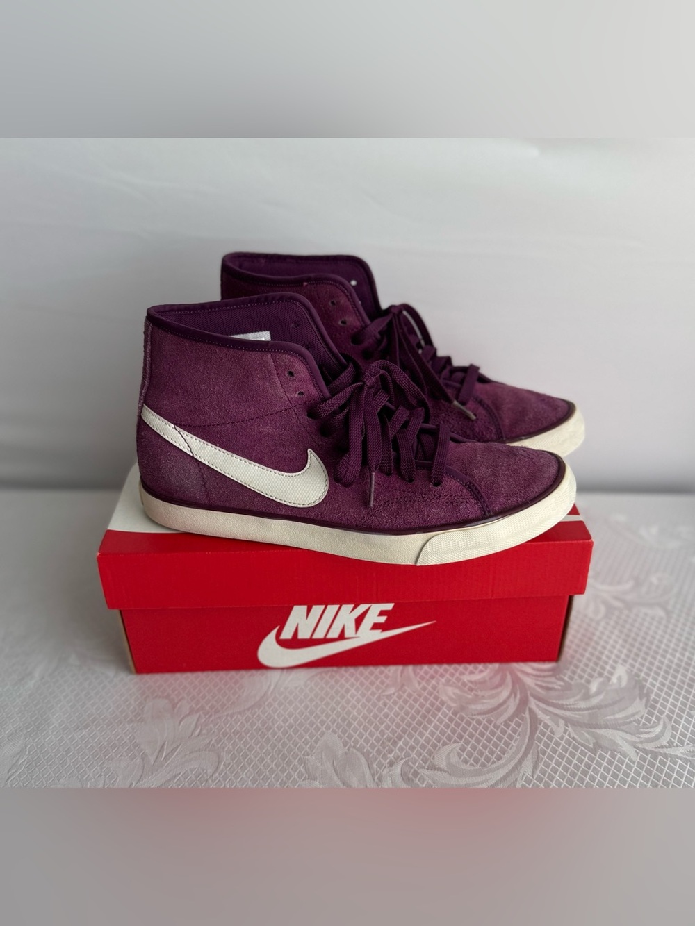 Nike Primo Court Suede Mid-Top Sneakers - Mulberry - 8.5 Women’s